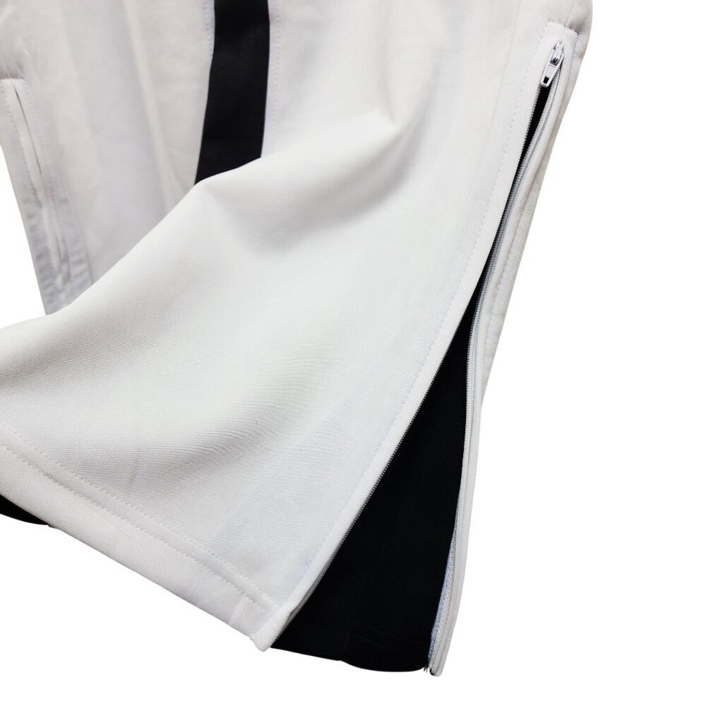 Womens Screenshot White & Black Stripe flared Pants Size L - Picture 5 of 10
